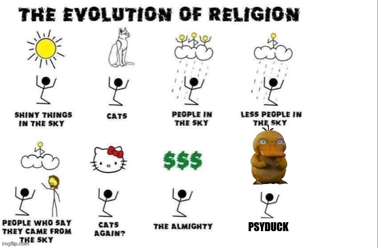 PSYDUCK | PSYDUCK | image tagged in the evolution of religion | made w/ Imgflip meme maker