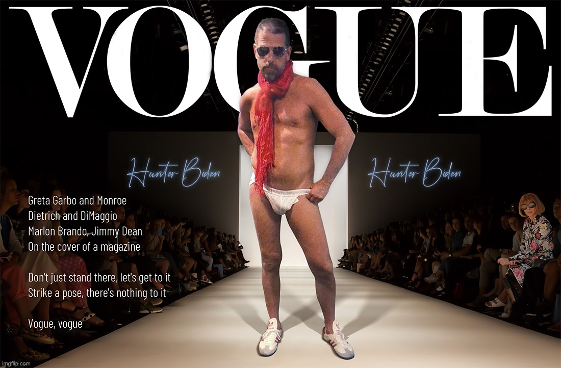 Don't just stand there, let's get to it. Strike a pose, there's nothing to it - vouge, vouge | image tagged in hunter biden,hunter biden laptop,joe biden,biden 2020 | made w/ Imgflip meme maker