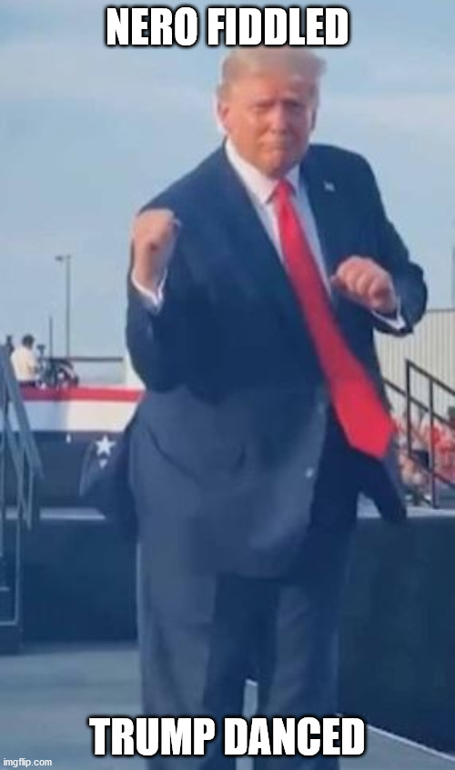 nero fiddled trump danced | NERO FIDDLED; TRUMP DANCED | image tagged in coronavirus,anti-trump | made w/ Imgflip meme maker
