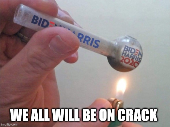 Biden Harris pipe | WE ALL WILL BE ON CRACK | image tagged in biden harris pipe | made w/ Imgflip meme maker