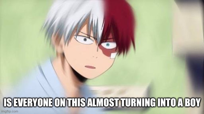 Todoroki confused af | IS EVERYONE ON THIS ALMOST TURNING INTO A BOY | image tagged in todoroki confused af | made w/ Imgflip meme maker