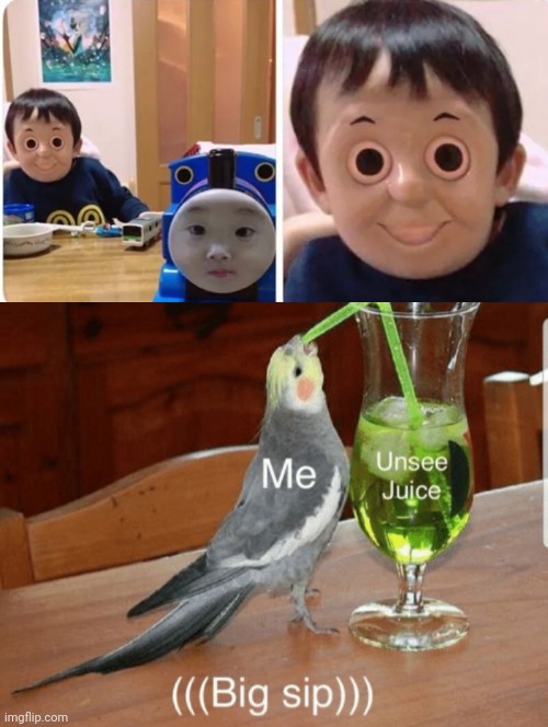 Oh no | image tagged in unsee juice,thomas the tank engine,cursed,face swap | made w/ Imgflip meme maker