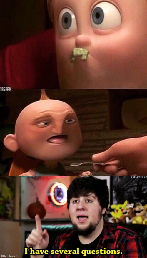 Who likes this better than the original? | image tagged in i have several questions,cursed,face swap,the incredibles | made w/ Imgflip meme maker