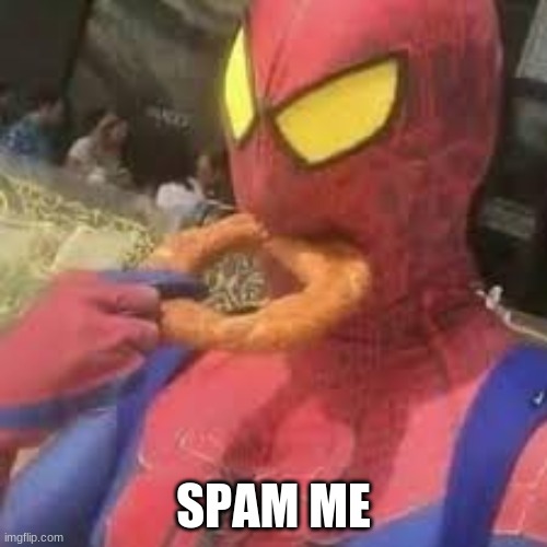 Boredom | SPAM ME | image tagged in spiderman bagel | made w/ Imgflip meme maker