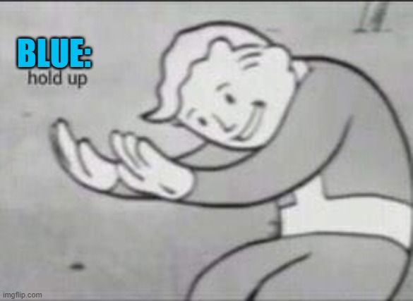 Fallout Hold Up | BLUE: | image tagged in fallout hold up | made w/ Imgflip meme maker