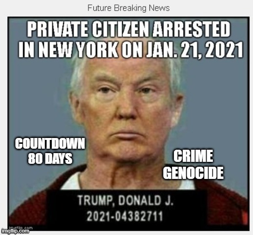 80 Days Until January 21, 2021 - COUNTDOWN In Progress - 100 Days Listing 100 Trump Crimes | CRIME
GENOCIDE; COUNTDOWN
80 DAYS | image tagged in countdown,the murderer,a liar and a murderer,psychopath,killer,maniac | made w/ Imgflip meme maker