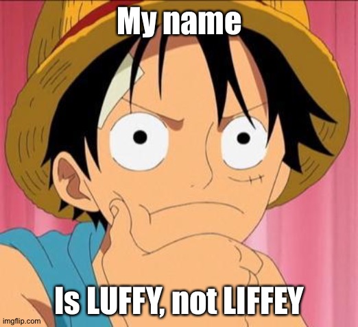 Luffy focused | My name Is LUFFY, not LIFFEY | image tagged in luffy focused | made w/ Imgflip meme maker