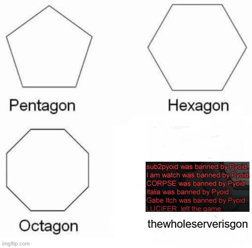 thewholeserverisgon | thewholeserverisgon | image tagged in memes,pentagon hexagon octagon | made w/ Imgflip meme maker