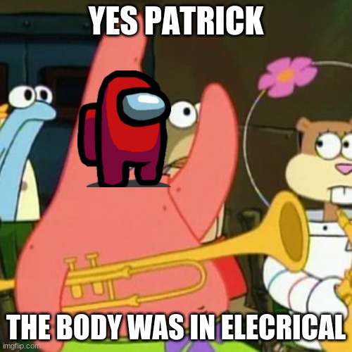 yes patrick | YES PATRICK; THE BODY WAS IN ELECRICAL | image tagged in chuck norris,kermit the frog,among us | made w/ Imgflip meme maker