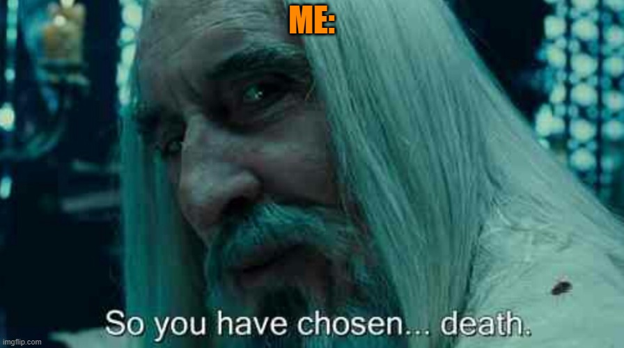 So you have chosen death | ME: | image tagged in so you have chosen death | made w/ Imgflip meme maker