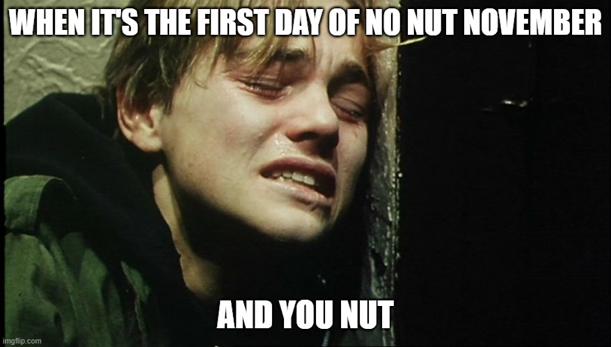 When u nut on november 1st | WHEN IT'S THE FIRST DAY OF NO NUT NOVEMBER; AND YOU NUT | image tagged in no nut november | made w/ Imgflip meme maker