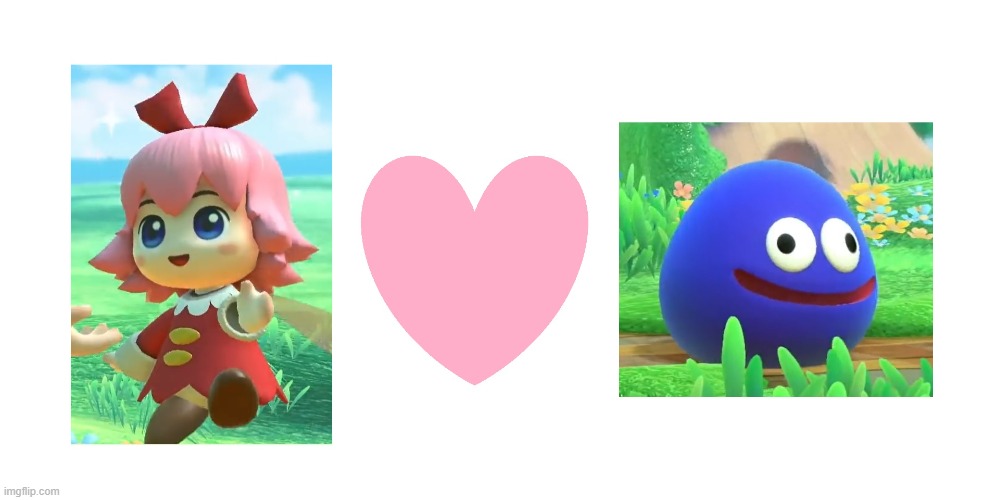 Ribbon x Gooey | image tagged in kirby,relationships,memes,cute | made w/ Imgflip meme maker