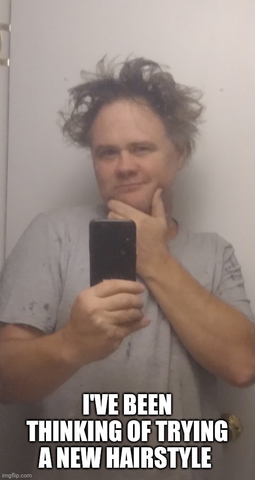 I'm thinking of trying a new hairstyle | I'VE BEEN THINKING OF TRYING A NEW HAIRSTYLE | image tagged in funny | made w/ Imgflip meme maker