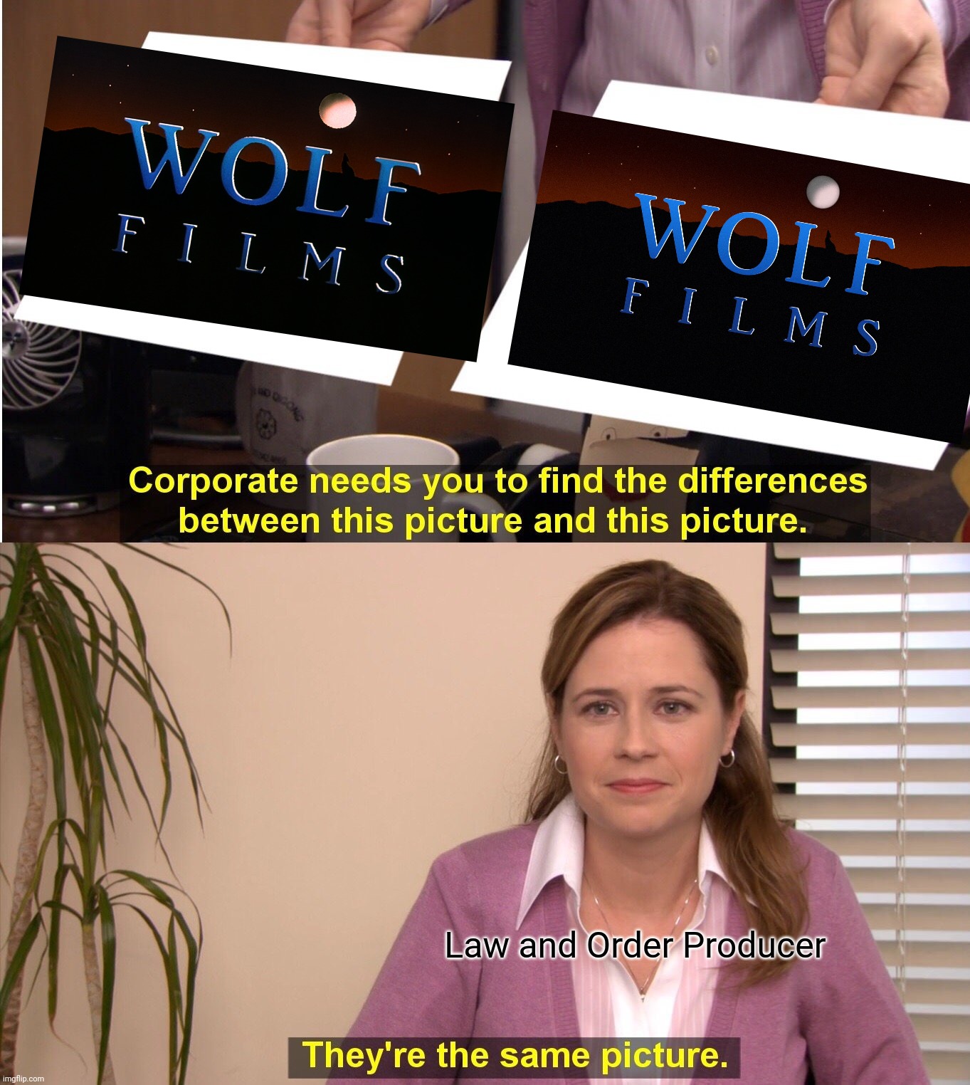 They're The Same Picture | Law and Order Producer | image tagged in memes,they're the same picture,wolf films logo 1989-2011,funny,law and order,popular | made w/ Imgflip meme maker