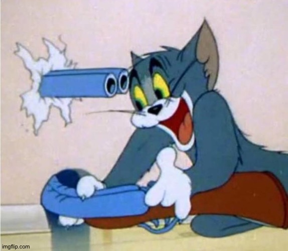 . | image tagged in tom cat shot itself | made w/ Imgflip meme maker