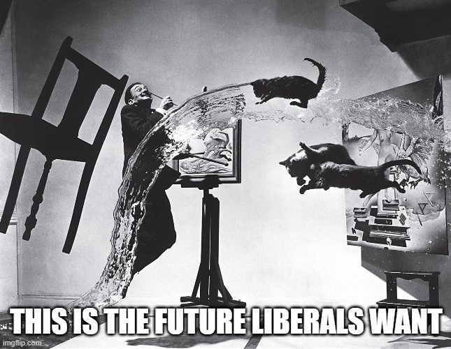 This is the Future Liberals Want | THIS IS THE FUTURE LIBERALS WANT | image tagged in dali,absurd,future,liberals,politics | made w/ Imgflip meme maker