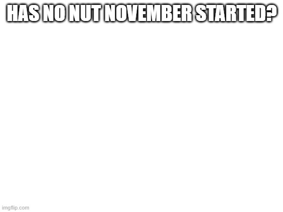 Blank White Template | HAS NO NUT NOVEMBER STARTED? | image tagged in blank white template | made w/ Imgflip meme maker