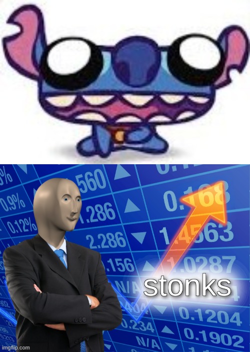 Improved stitch | image tagged in stonks | made w/ Imgflip meme maker