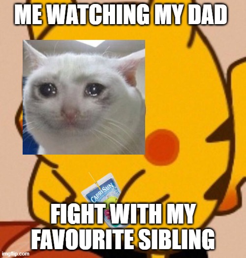 Siblings | ME WATCHING MY DAD; FIGHT WITH MY FAVOURITE SIBLING | image tagged in favorite,siblings,rip | made w/ Imgflip meme maker