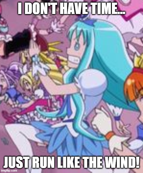 Run! | I DON'T HAVE TIME... JUST RUN LIKE THE WIND! | image tagged in heartcatch precure,precure,memes | made w/ Imgflip meme maker