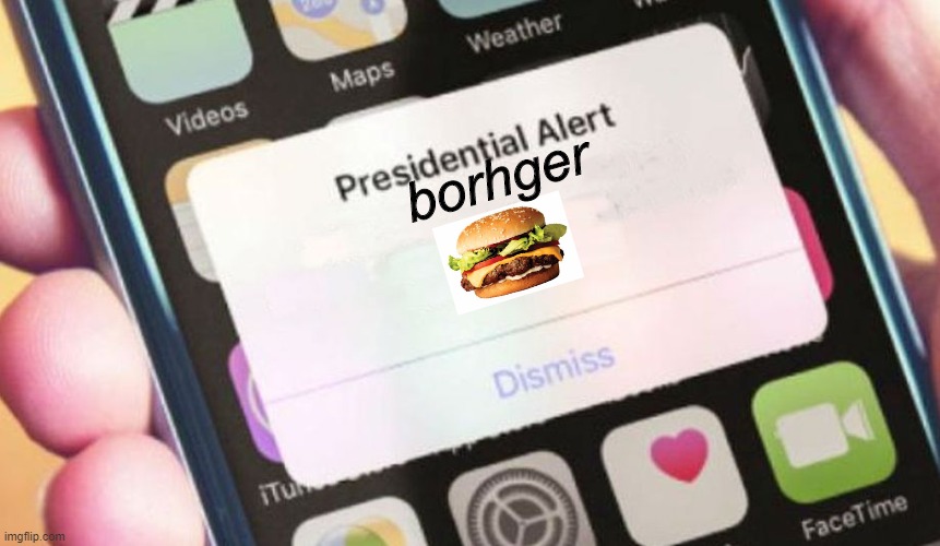 borhger | borhger | image tagged in memes,presidential alert,borhger | made w/ Imgflip meme maker