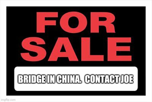 Politics and stuff | BRIDGE IN CHINA.  CONTACT JOE | image tagged in funny memes | made w/ Imgflip meme maker