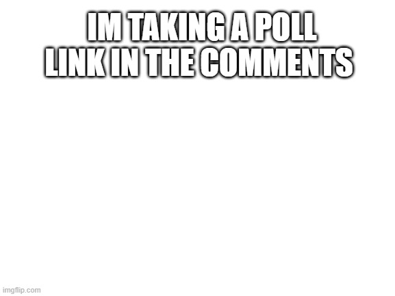 its a rate me kinda thing | IM TAKING A POLL LINK IN THE COMMENTS | image tagged in blank white template | made w/ Imgflip meme maker