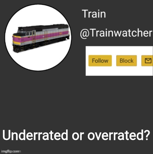 Trainwatcher Announcement | Underrated or overrated? | image tagged in trainwatcher announcement | made w/ Imgflip meme maker
