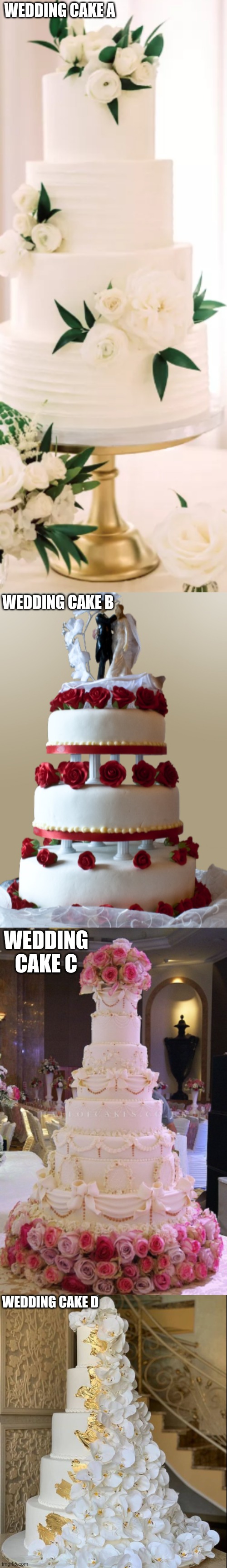 I'm Still Preparing For My Wedding (although the date is still unknown) |  WEDDING CAKE A; WEDDING CAKE B; WEDDING CAKE C; WEDDING CAKE D | made w/ Imgflip meme maker