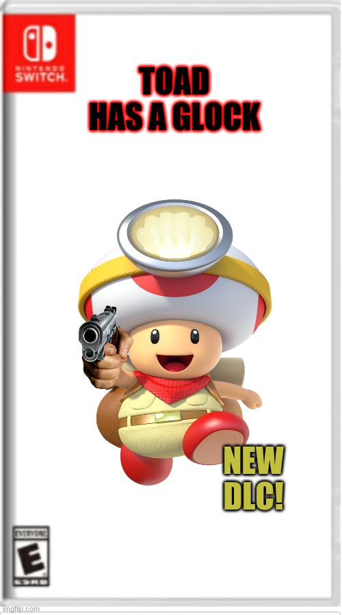 Toad has a glock | TOAD HAS A GLOCK; NEW DLC! | image tagged in blank switch game | made w/ Imgflip meme maker