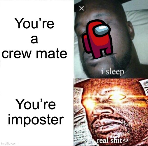 Sleeping Shaq | You’re a crew mate; You’re imposter | image tagged in memes,sleeping shaq | made w/ Imgflip meme maker