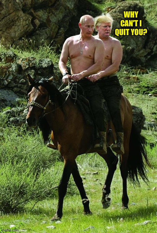 Donald Trump Vladamir Putin | WHY CAN'T I QUIT YOU? | image tagged in donald trump vladamir putin | made w/ Imgflip meme maker