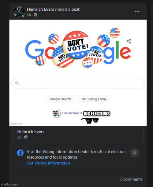 image tagged in voting,facebook,google | made w/ Imgflip meme maker