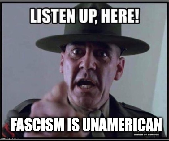 ANTIFA Opposes Fascism! | FASCISM IS UNAMERICAN | image tagged in antifa,fascist trump,nevertrump | made w/ Imgflip meme maker