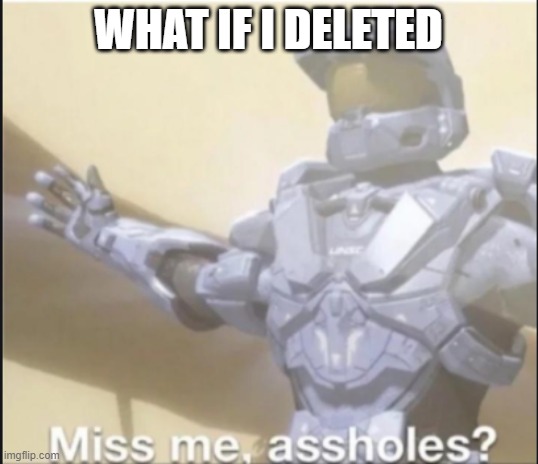 .... im asking this honestly bc i might- | WHAT IF I DELETED | image tagged in miss me ass holes | made w/ Imgflip meme maker