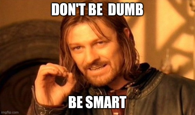 Oluwafemi | DON'T BE  DUMB; BE SMART | image tagged in memes,one does not simply | made w/ Imgflip meme maker