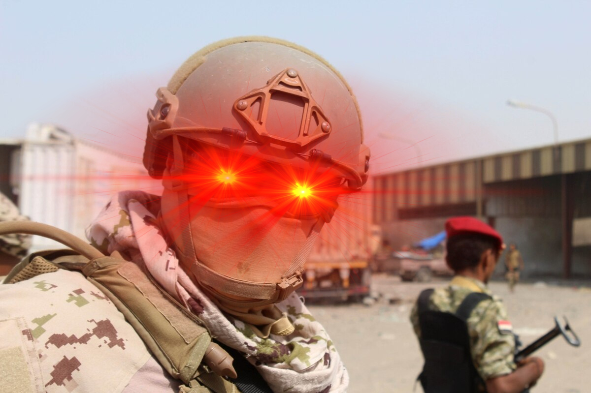 Laser Eye Desert Soldier Blank Meme Template