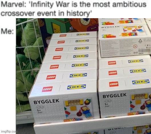 Lego And IKEA combined! (Scandinavian Power!) | image tagged in blank white template,infinity war crossover,lego,ikea,scandinavia,infinity war | made w/ Imgflip meme maker