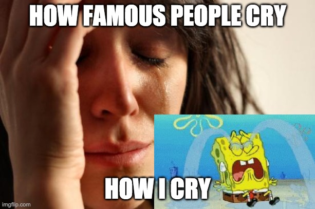 IDK... | HOW FAMOUS PEOPLE CRY; HOW I CRY | image tagged in funny memes | made w/ Imgflip meme maker
