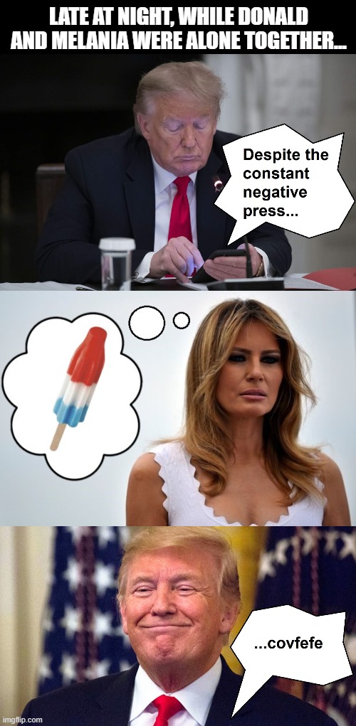 The story behind "covfefe" can finally be told | LATE AT NIGHT, WHILE DONALD AND MELANIA WERE ALONE TOGETHER... | image tagged in memes,donald trump,melania trump,covfefe | made w/ Imgflip meme maker