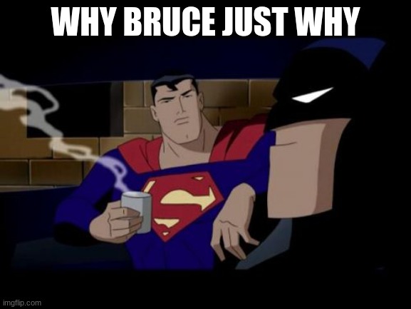 Batman And Superman Meme | WHY BRUCE JUST WHY | image tagged in memes,batman and superman | made w/ Imgflip meme maker