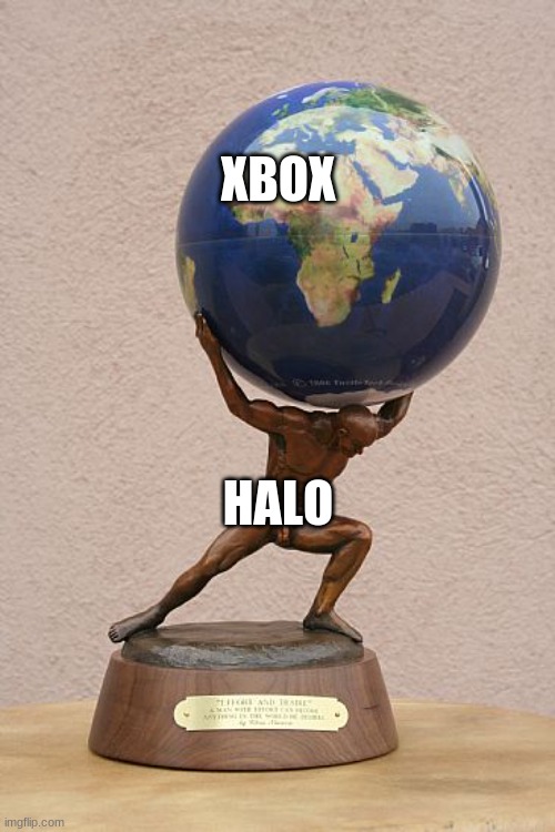 man holding world | XBOX; HALO | image tagged in man holding world | made w/ Imgflip meme maker