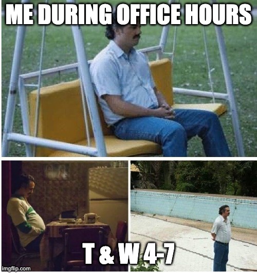 Narcos waiting | ME DURING OFFICE HOURS; T & W 4-7 | image tagged in narcos waiting | made w/ Imgflip meme maker