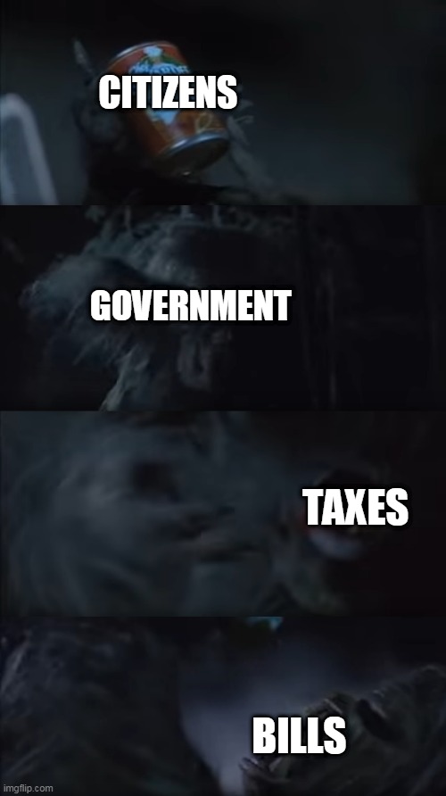 Only Taxes Can Tame The Beast | CITIZENS; GOVERNMENT; TAXES; BILLS | image tagged in the beast,tame,tame the beast,government,taxes,politics | made w/ Imgflip meme maker