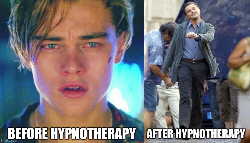 AFTER HYPNOTHERAPY; BEFORE HYPNOTHERAPY | image tagged in leonardo walking | made w/ Imgflip meme maker