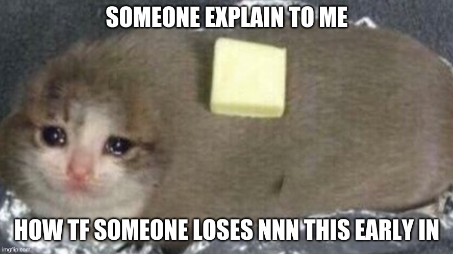 People already failed. HOW?! (I'm a girl so how do you guys fail already-) | SOMEONE EXPLAIN TO ME; HOW TF SOMEONE LOSES NNN THIS EARLY IN | image tagged in potato cat | made w/ Imgflip meme maker