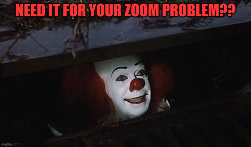 Need IT for zoom? | NEED IT FOR YOUR ZOOM PROBLEM?? | image tagged in pennywise hey kid | made w/ Imgflip meme maker