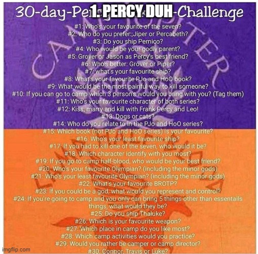 1. PERCY DUH | made w/ Imgflip meme maker