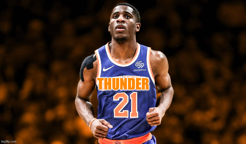 Damyean dotson on the thunder | THUNDER | image tagged in damyean dotson,thunde,nba,awesome | made w/ Imgflip meme maker