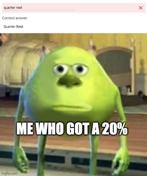 This was 75% of my grade. | ME WHO GOT A 20% | image tagged in mike wazowski face swap,music,bad grades,funny memes,memes,bruh moment | made w/ Imgflip meme maker